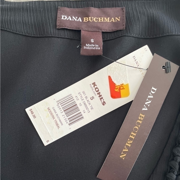 Black Sheer Tank Blouse DANA BUCHMAN Sleeveless T- Shirt Chain Detail Collar Top - Picture 6 of 6